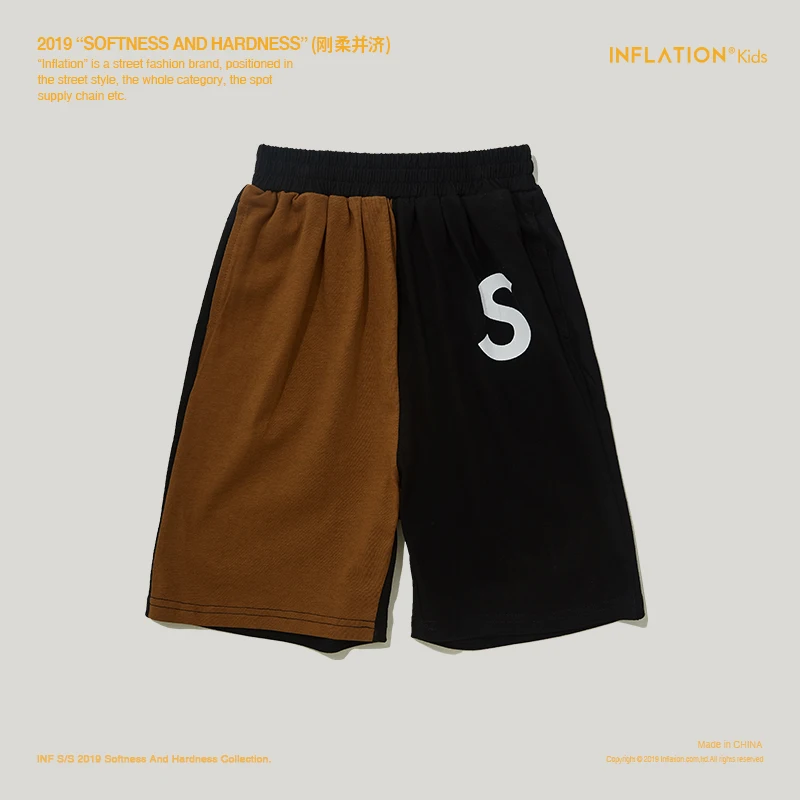 INFLATION Kids Clothing Summer Shorts Boy Shorts Streetwear Style Boy Shorts Summer Boys Shorts Girls Shorts Kids Shorts - Цвет: 9503S Black