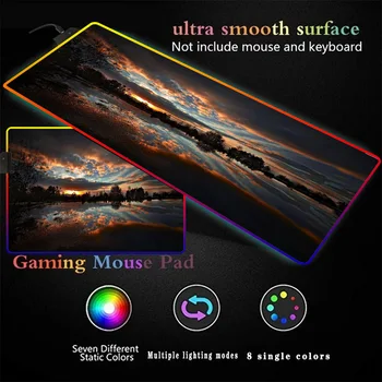 

Forest River RGB Soft Large Gaming Mouse Pad Oversize Glowing Led Extended Mousepad Rubber Base Computer Keyboard Pad Mat XXL