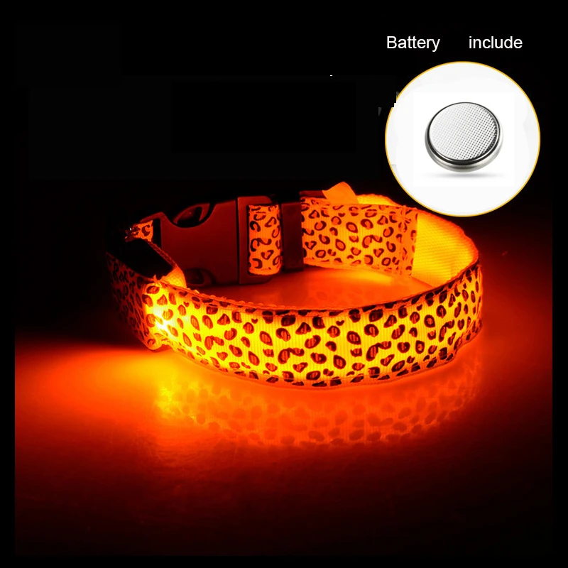 Светодиодный ошейник для собак мигающий в темноте 4 режима освещения безопасный