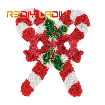 

Latch Hook Rug Kit Make Your Own Rug Christmas Cane Crocheting Cushion DIY Carpet Rug Acrylic Yarn Printed Canvas Hobby & Crafts