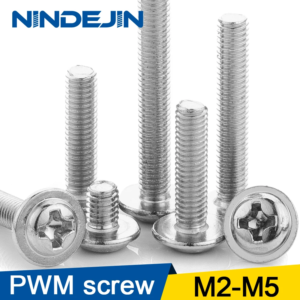 Nindjin 50 шт. M3 M4 M5 304 нержавеющая сталь крестообразная круглая ферменная головка с