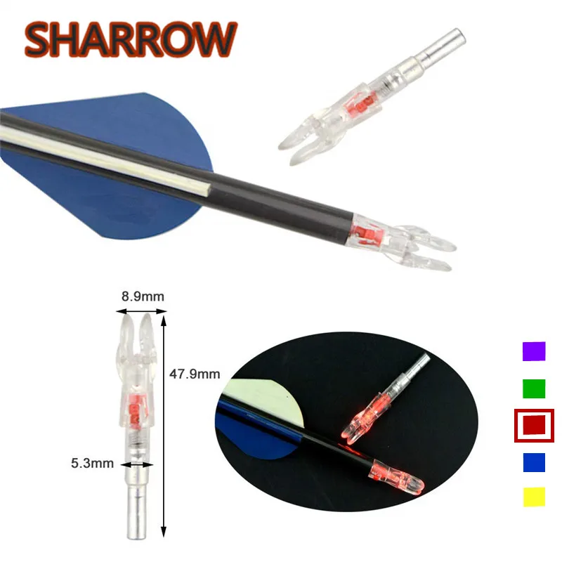 

6pcs Archery Arrow Nock Lighted Nocks Automatic LED Replacement Arrow Nock Fit ID 5.3mm Arrow Shaft For Bow Hunting Accessories