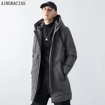 

AIRGRACIAS 2019 Top Quality Warm Men's Warm Winter Jacket Men Windproof Casual Outerwear Thick Medium Long Coat Men Parka