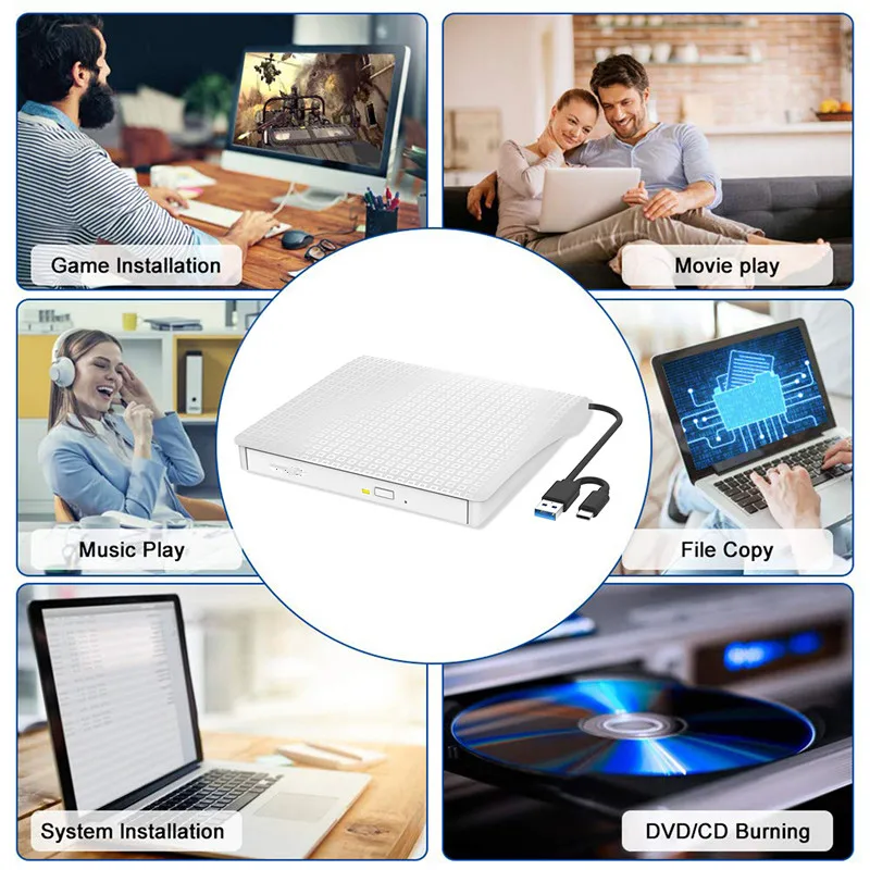 Внешний DVD привод Оптический привод USB 3,0 CD rom плеер Burner горелка Писатель ридер рекордер Portatil для ноутбук с системой Windows PC