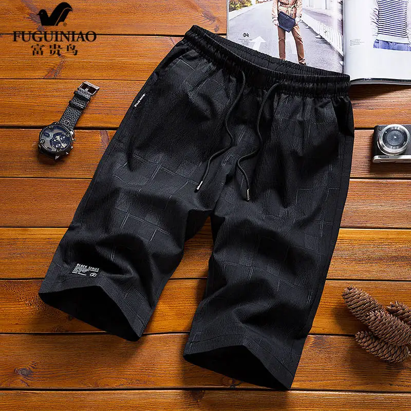 Модные мужские летние шорты штаны тонкие спортивные до колен повседневные штаны для стройных мужчин Пляжная мода карман молния Гарнир