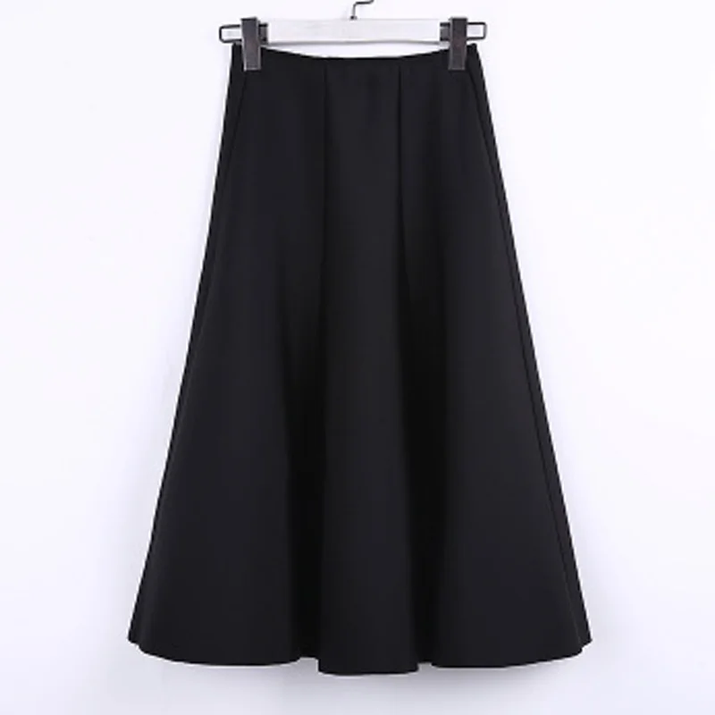 SETWIGG весенне-осенняя пышная Лоскутная длинная юбка трапециевидной формы с эластичной талией в Вертикальную Полоску до середины икры весенние юбки SG2080 - Цвет: Черный