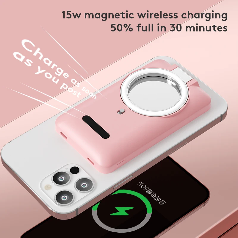 Luz de relleno con temporizador, cargador magnético de 15W, carga inalámbrica rápida para iphone 12, 13 Pro, Max, 12Pro, mini funda de carga, 2021 - Imagen 4