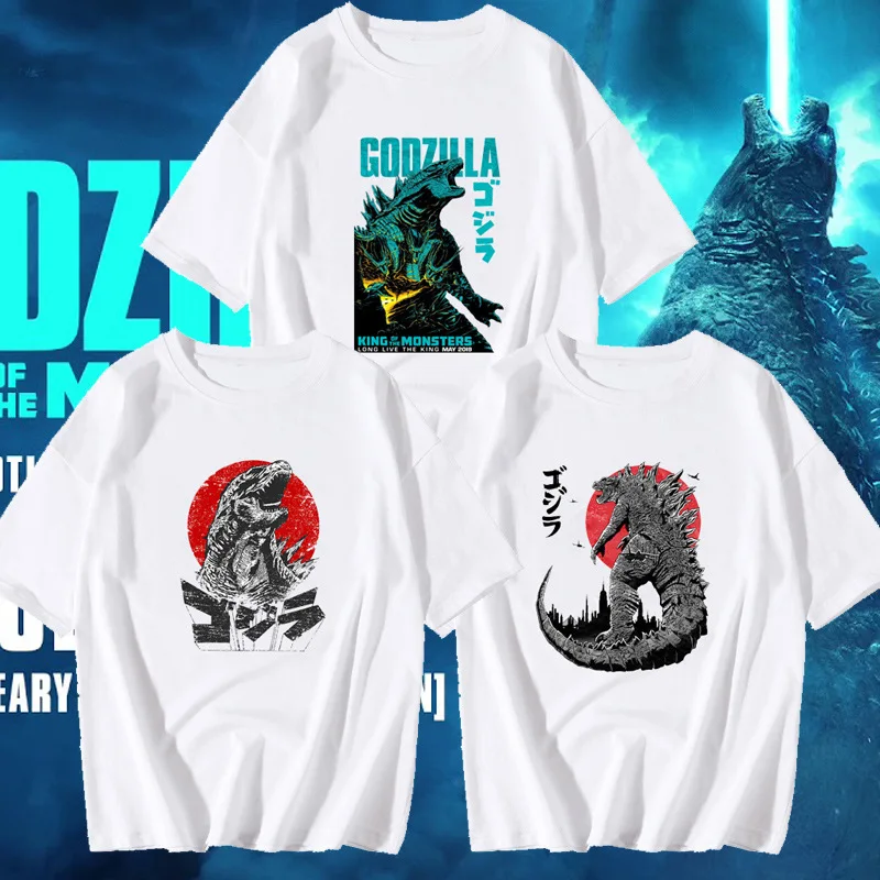 

QZHIHE Japanese Godzilla Harajuku T Shirt Men Streetwear King of The Monsters Prints Men's T-shirts Tops Short Sleeve Homme