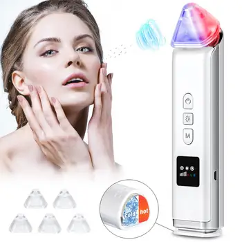 

Hot and cold Compress Nose Blackhead Acne Remover Black ABS LCD Screen Pore Cleaner Skin Care Facial Massager Household SPA