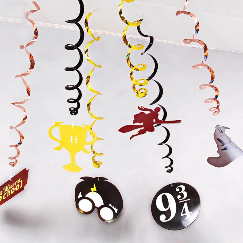 

6pcs/pack PVC Ceiling Hanging Ornaments Spiral Potter Party Decoration Swirls Happy Birthday Decoration Baby Shower Boy Girl