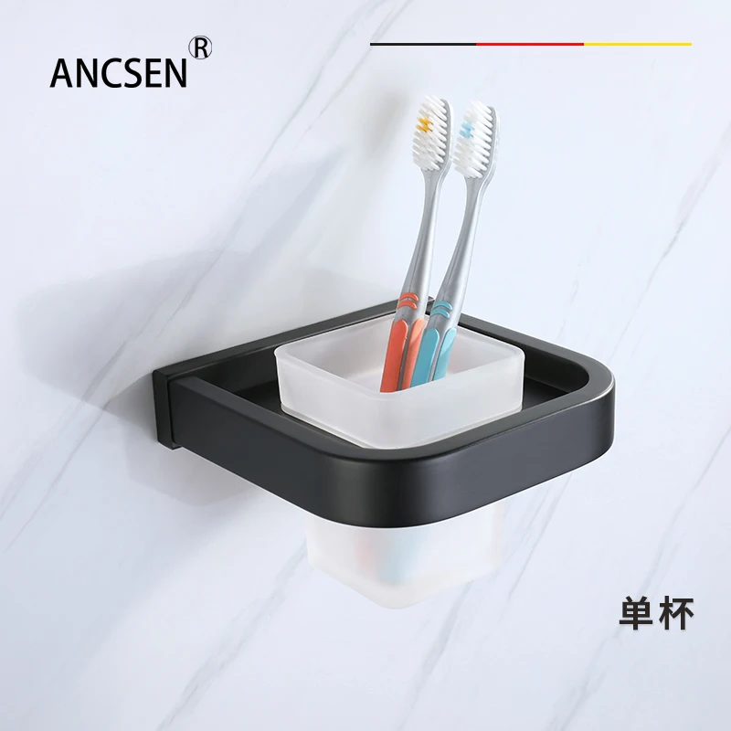 

Black Toothbrush Holder Stainless Steel Single Cup Rack Bathroom Toothbrush Cups Holders And Toothbrush Glass Cups Accessories