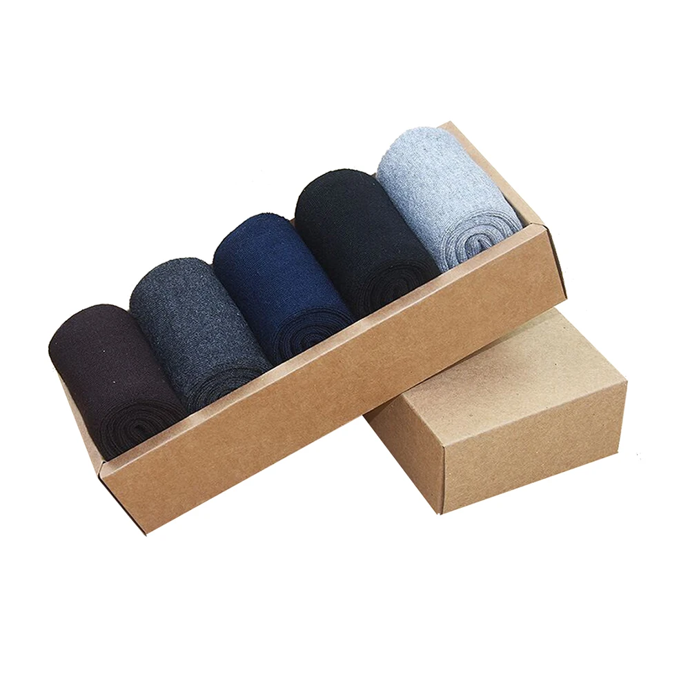as picture 5 pcs Men's Socks Winter Cotton Plus Velvet Stockings Thickening Wool Sock Warm Cushioned Casual Solid Winter Socks High Quality - Цвет: as picture