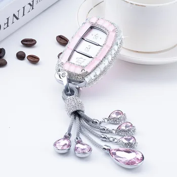 

diamond Car Key Case Cover Holder For Hyundai Creta I10 I20 Tucson Elantra Santa Fe 2016 2017 2018 Remote Smart Protector Shell