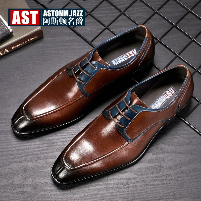 

2019 Spring New Style Men's Formal Wear Leather Shoes Genuine Leather England Business MEN'S SHOES Retro Europe And America Larg