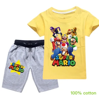 

Summer Super Mario Children Clothing Cotton Pullover Boy Clothes T Shirts Shorts 2pcs Sets Girls T-Shirts Baby Tops Kids Costume