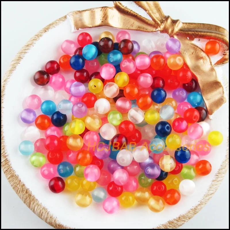 

100 New Shiny Round Charms Acrylic Spacer Beads Mixed Colors 6mm