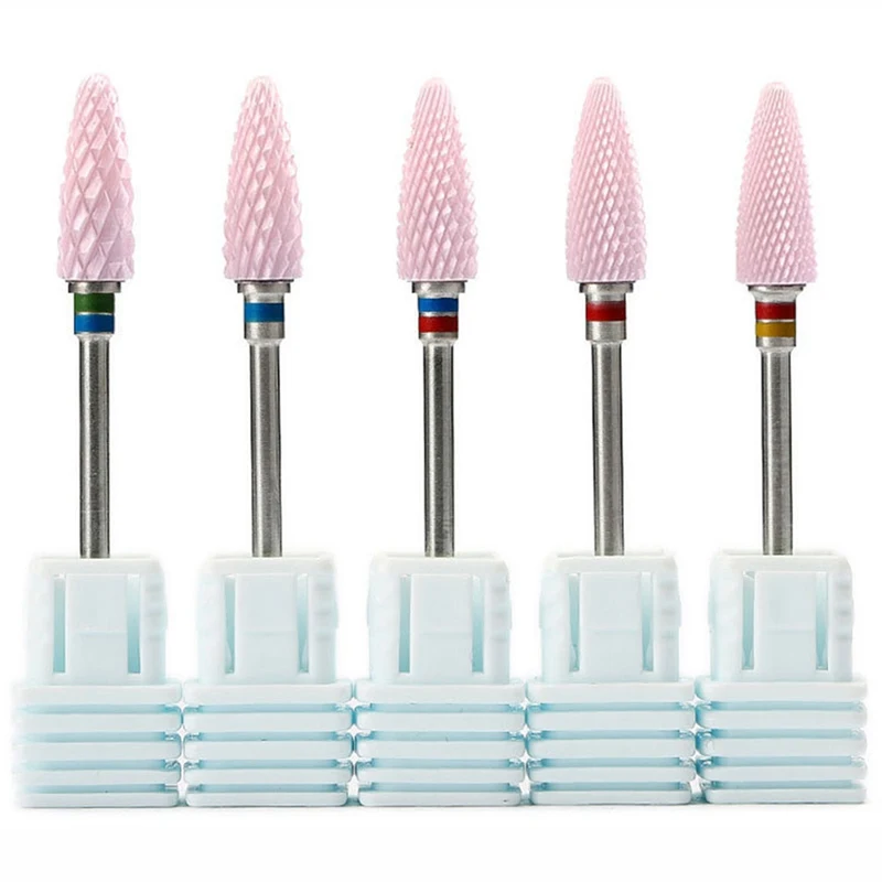 1 шт. конусные наконечники для ногтей, керамические сверла, электрические кутикулы, чистые роторные для маникюра, педикюра, Шлифовальная головка, шлифовальный инструмент розового цвета