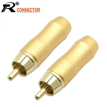 

10pcs/lot Aluminum Tube RCA Male Plug 24K Gold Plated Soldering RCA Jack Wire Connector Audio Amplifier Speaker Plug