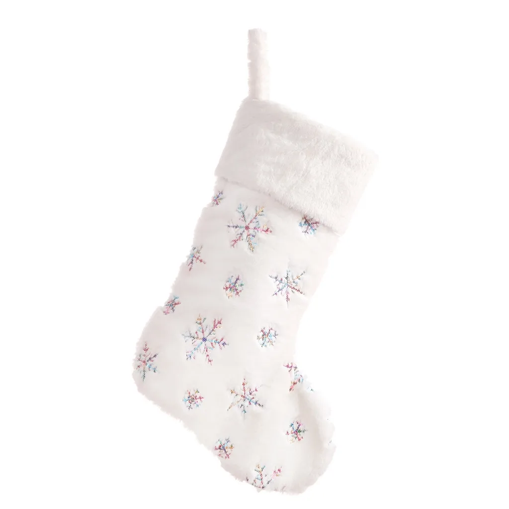 Рождественские декоративные носки мешок для конфет Рождество украшения мягкие бусины вышитые рождественские чулки носки Санты сумка для хранения - Цвет: C