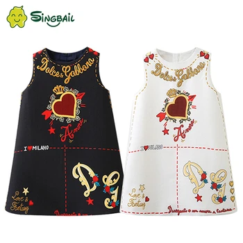 

Dress Girl Baby England Style Dress Clothes Children Black Sleeveless Kids Dresses For Girls Princess Dress Robe Fille 2020 NEW