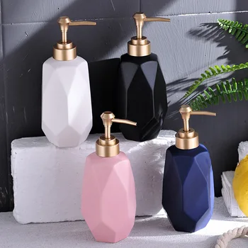 

Ceramic color glaze hand soap bottle lotion pressing bottle Nordic bathroom accessories portable shampoo bottle Soap dispenser