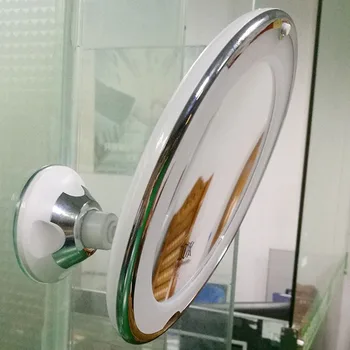 

Adjustable Brightness Bright Battery Operated ABS 10X Magnifying Space Saving LED Lights Travel Locking Suction Makeup Mirror