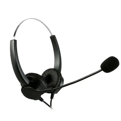 Hands free Call Center Binaural Headset Headphone Noise Cancelling Corded Mic