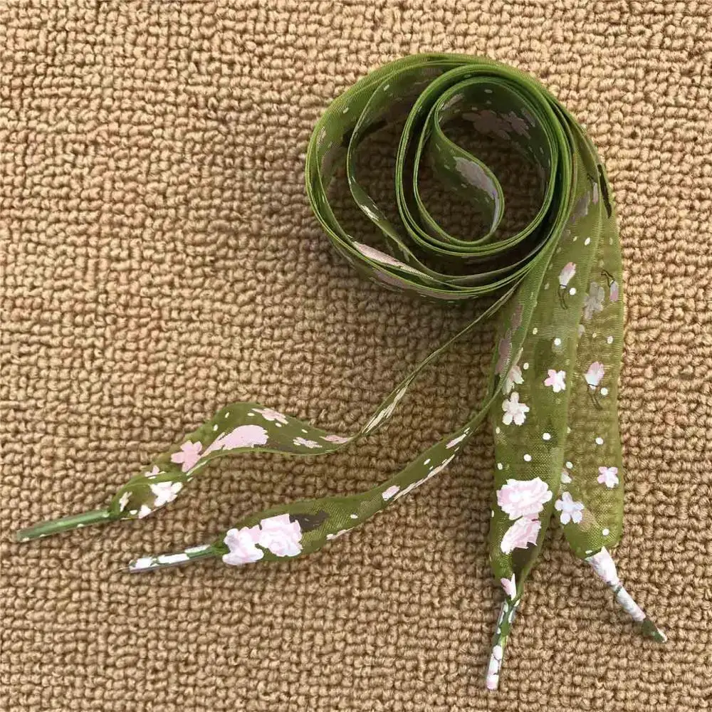 green shoe laces 2,8 см печатные шнурки с цветами узорчатые шнурки нейлоновые шнурки для обуви шнуровка расширяются Украшенные шнурки зеленые розовые синие фиолетовые плоские шнурки - Цвет: green shoe laces