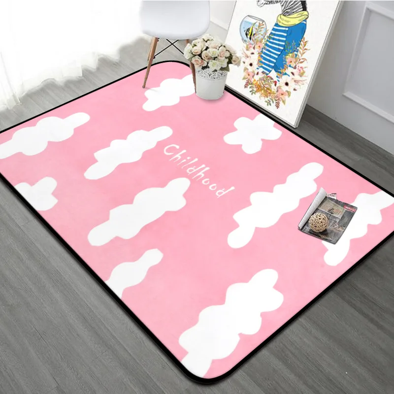 Cartoon Clouds Carpet Kids Room Soft Living Room Carpets Home Bedroom Decoration Pink Girls Children Crawling Rugs Floor Mat