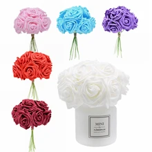 25 голов 8 см Розы Искусственные из ПЭ пены розы Букет невесты Скрапбукинг Ремесло Свадьба День святого Валентина Декор DIY поставки