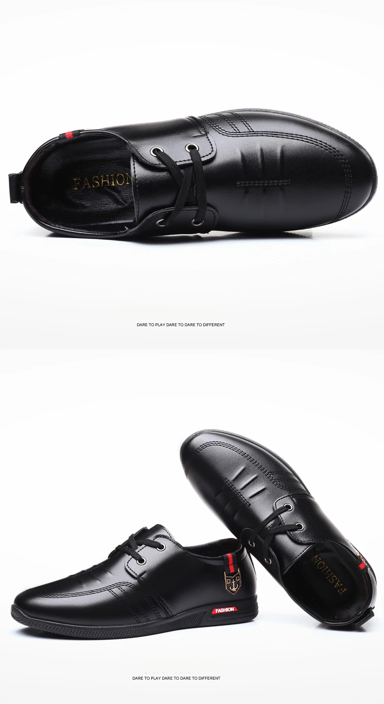 men genuine leather shoes business casual leather flat shoes none-slip patchwork lofers mixed colors lace up boat shoes (7)