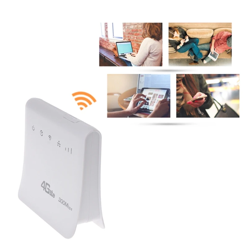 Unlocked 300Mbps 4G LTE CPE Mobile WiFi Wireless Router 2 4GHz WFi Hotspot For SIM Card 5