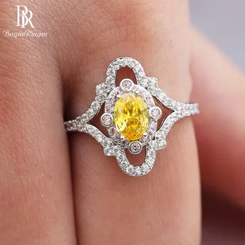 

Bague Ringen 925 Sterling Rings Yellow Citrine Oval 5*7MM Shape Gemstone Jewelry For Women Girls Party Wedding Engagement Gift