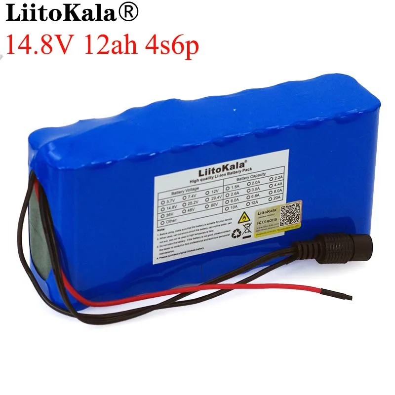 LiitoKala 14 8 V 12Ah 4s6p 18650 li-литий-ионный аккумулятор в упаковке ночник для рыбалки
