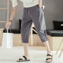 Летние хлопковые льняные брюки больших размеров мужские винтажные брюки повседневные брюки с пуговицами Большие размеры M-6XL черный серый белый красный