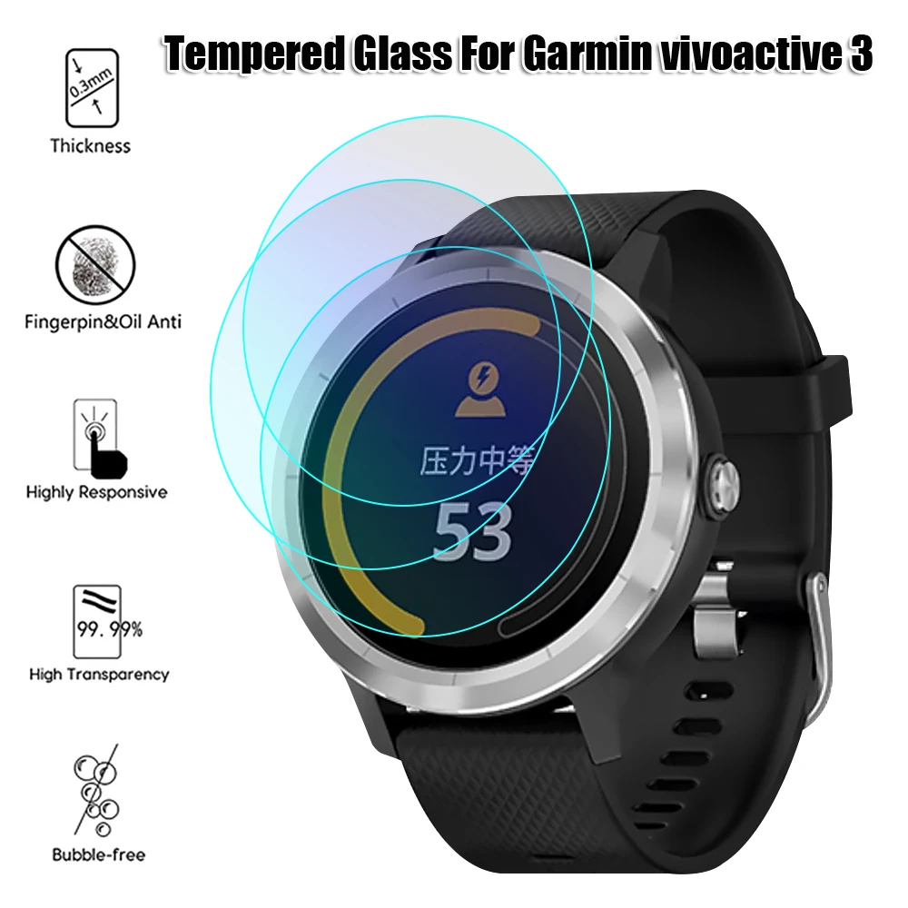 

1/2/3PCS Films Screen Protectors for Garmin Vivoactive 3 Premium 2.5D Tempered Glass Protective Smart Watch Films NEW Coming