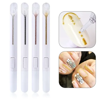 

1PC Nail Art Mini Caviar Metal Stainless 0.8mm Steel Beads Pen Drawing Pen DIY Flower Pattern Fine Details Manicure Tools
