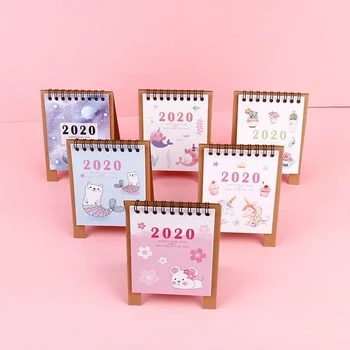 

Hand Drawing 2020 Fresh Cartoon Mini Unicorn Desktop Paper Calendar Dual Daily Scheduler Table Planner Yearly Agenda Organizer