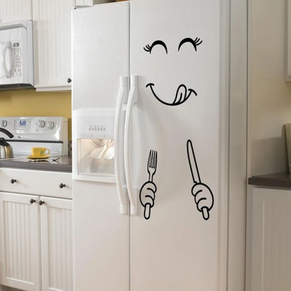 KITPIPI милые наклейки на холодильник счастливое вкусное лицо кухонная стенка холодильника наклейка s Art милые настенные наклейки на холодильник