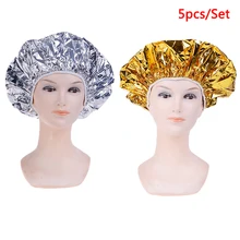 5 unids/set capuchas de baño ultrafinas impermeables de papel de aluminio que nutren el gorro de ducha desechable seco para hornear el aceite del pelo al por mayor()