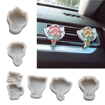 

6Pcs Line Drawing Flower Epoxy Resin Molds Bridal Bouquet Flower Gypsum Molds