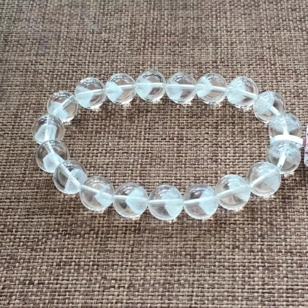 

100% Natural White Phantom Quartz Pyramid Gemstone Clear Round Beads Bracelet 10mm Stretch Jewelry For Women Men AAAAAA