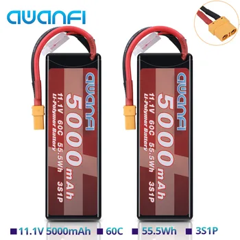 

AWANFI 3S RC Battery 11.1V 5000mAh 60C Lipo Battery Pack with XT90 Plug for RC Cars Truck Boat Airplane Traxxas Slash(2 Pack)