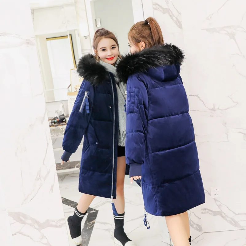 

2019 New Style down Jacket Women's Gold Velvet down Coat Korean-style Large Size Casual Thick Cotton Coat