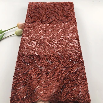

Sequence African french net lace fabric glitter 2019 high quality stones sequins tulle mesh Nigerian lace fabrics for wedding