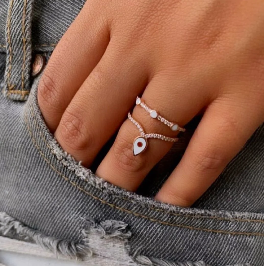 Розовое золото, сглаза, кольцо, милые, тонкие, простые, минимальное, модные, женские, ювелирные кольца на палец