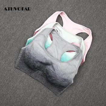 

ATHVOTAR Women Sport Bra Brassiere Padded Breathable Athletic Fitness Running Gym Vest Sport Tops Push Up Sportswear