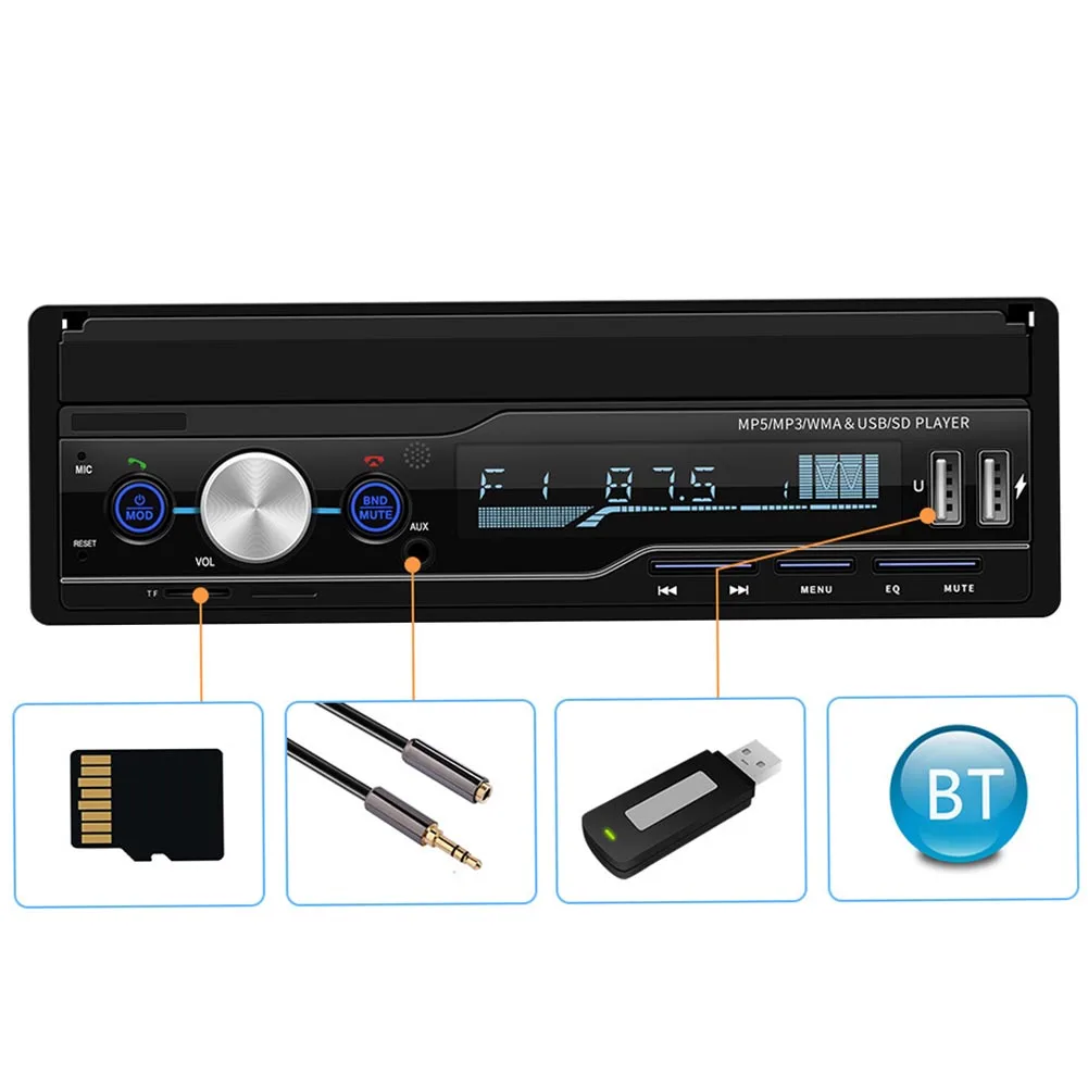 7 дюймов U диск складной экран FM радио карта вставка автомобиля MP4 плеер Handsfree видео воспроизведение дистанционное управление Bluetooth HD обратное изображение