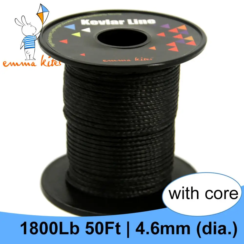 1800lb 50ft Kite Line Black Kevlar Line with Core 4.6mm Single Line
