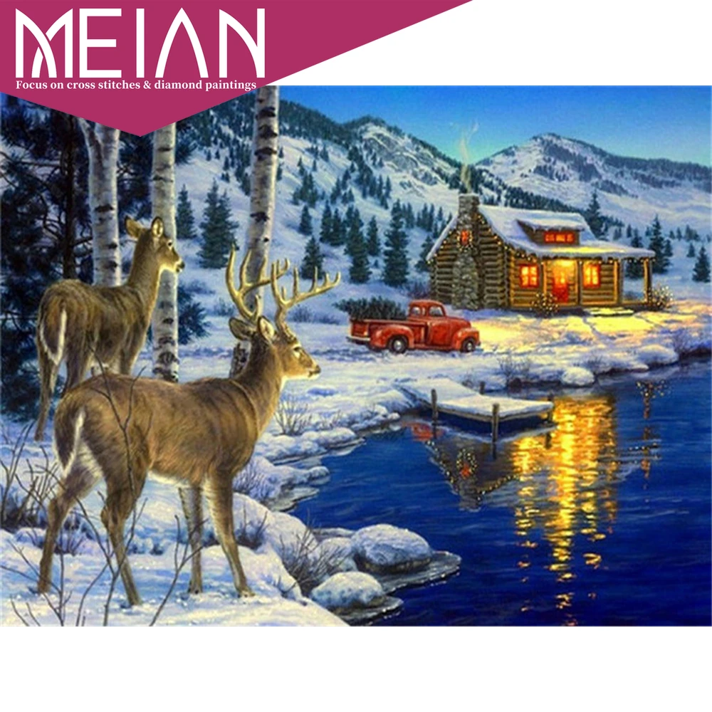 2020 алмазная живопись MEIAN Deer 5D вышивка крестиком искусственная Ремесленная